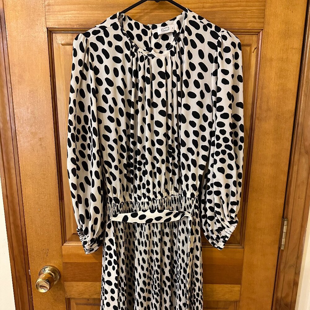 AYR The Who’s She Dress in Hot Dot off white and black, M